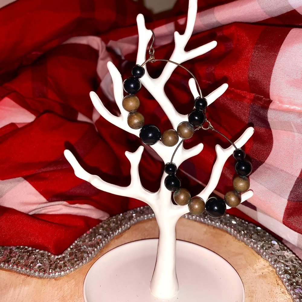 Hoop Beaded Earrings - Hand Made, purchased in an jewelers shop in Mexico